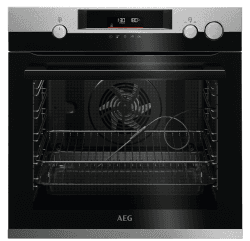 AEG BSS57606BM Einbau-Backofen / Pyrolyse Selbstreinigung / Serie 7000 mit Dampfunterstützung: außen knusprig & innen saftig / Kerntemperatursensor / 45 Automatikprogramme / LED-Touchdisplay / Schwarz 6er | LED-Display | 25% Dampf Modell 2023