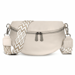 TAN.TOMI Umhängetasche Damen Bauchtasche Damen Leder, Crossbody Bag Damen Breiter Gurt, Damen-Umhängetaschen Bauchtasche Damen Stylisch, Gürteltasche Damen Elegante Weiß