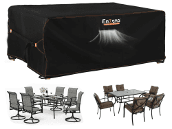 Enzeno Gartenmöbel Abdeckung Wasserdicht, Winterfest Abdeckplane Gartenmöbel, 420D Oxford Gewebe Schutzhülle Gartentisch, Abdeckung Gartenmöbel Tisch für Gartentisch Sitzgruppe, Rechteckig 160x90x74cm