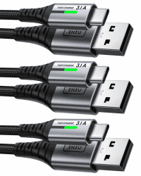 INIU USB C Kabel, [3 Stück 2m+2m+0,5m] 3.1A ladekabel USB C Nylon Geflochten Schnellladekabel, USB auf USB C Kabel für Samsung S24 23 22 iPhone 16 15 14 Pro Max Pixel 7 iPad Pro MacBook Air usw. 2m+2m+0.5m Schwarz