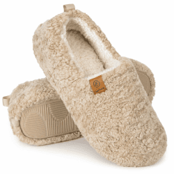 EverFoams Damen Warme Kunstwolle Memory Foam Voll Hausschuhe 36/37 EU Khaki
