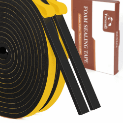 Yotache Dichtungsband Selbstklebend für Türen, Fensterdichtung10mm(B) x 6mm(D) Lärm Schalldämmung Wasserdicht Gummidichtung Abdichtungsband Schwarz (2 Rollen je 4m lang) 10 mm x 6 mm Schwarz
