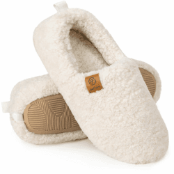 EverFoams Damen Warme Kunstwolle Memory Foam Voll Hausschuhe 40/41 EU Weiß
