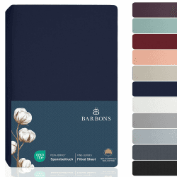 BARBONS Spannbettlaken 180x200cm - 100% Baumwolle Spannbettlaken, Oeko-TEX Zertifiziert, Bettlaken Jersey, Spannbetttuch, Matratzenhöhe bis 25 cm (Navy - 180x200) Spannbettlaken 180x200 cm Navy