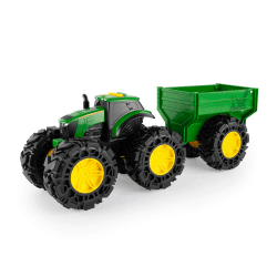 John Deere Tomy 47353 Treads Traktor Wagon, Monster Truck Spielzeug Rädern, Grünes Kinderspielzeug, für Jungen und Mädchen ab 3 Jahren, bis zu 38cm groß Treads Traktor Wagen