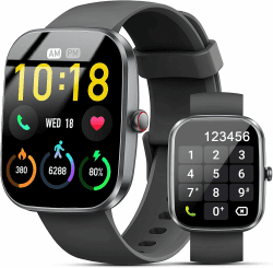 Smartwatch Herren Damen mit Telefonfunktion, 1.91" Fitnessuhr Damen, 110+Sportmodi IP68 Wasserdicht Sportuhr, Smart Watch mit Herzfrequenz, Schrittzähler, SpO2, Schlafmonitor, Uhren für iOS Android Hellschwarz