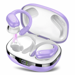 CASCHO Bluetooth Kopfhörer Sport, Kopfhörer Kabellos Bluetooth 5.3, 60 Std Kabellose Kopfhörer mit Tiefer Bass, In Ear Kopfhörer mit 4 ENC Klarer Mic, IPX7 wasserdichte Ohrhörer mit Ohrhaken Violett
