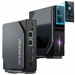 ACEMAGIC S1 LCD Mini PC Windows 11 Pro, Ιntel Alder Lake-N95(bis zu 3,4GHz), 16GB DDR4 512GB M.2 NVMe SSD Vertikaler Mini Computer mit RGB-Licht, 4K UHD/Dual LAN für Heim/Büro CPU-N95/ 16GB DDR4+512GB ROM