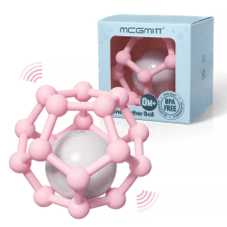 MCGMITT Rassel Baby Ball Sensorik Spielzeug für Babys 3 6 9 12 Monate zu greifen und zu zahnen, weiche Beißring BPA-frei Silikon Greifball für sensorische Entwicklung (Rosa) B-aPink mit Rassel