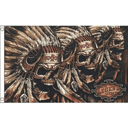 AZ FLAG - Flagge Totenkopf Mit Indianer - 150x90 cm - Indianer Fahne 100% Polyester mit Messing-Ösen - 110g