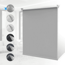 Verdunklungsrollo ohne Bohren Rollos für Fenster B45 x H170 cm(Stoffbreite 40cm) HellgrauThermo Rollo Klemmfix Verdunkelungsrollo Seitenzugrollo Sicht-und Sonnenschutz Wandmontage Hellgrau B45 x H170 cm