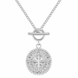 BONNYBIRD® Kompass Kette Damen BonnyCompass - Premium Halskette Damen mit Kompass Anhänger aus Edelstahl in Silber, Gold & Roségold, 100% Wasserfest & Hautverträglich BonnyCompass Silber