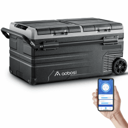 AAOBOSI 95 L Kompressor Kühlbox, Auto Kühlbox Mit WiFi-APP-Steuerung USB-Anschluss, 12/24 V und 100-240 V Kühlbox bis -20 °C für Auto, LKW, Boot, Reisemobil, Camping 95L