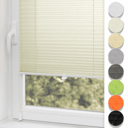 Plisseerollo ohne Bohren Klemmfix 75x200cm(BxH) Beige Jalousie Sonnenschutz Easyfix Faltrollo Lichtdurchlässig Rollo für Fenster & Tür Beige B75 x H200 cm