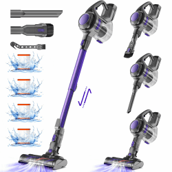 Authmic 36000Pa/50Min Akku Staubsauger,Staubsauger Kabellos mit HEPA×4,Vacuum Cleaner,1.6L Staubbehälter,Staubsauger für Tierhaare, Teppich und Hartboden Violett