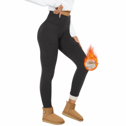 HIPOWER Thermo Leggings Gefüttert Damen Winter Verdickte Thermoleggins Warm Plüsch Fleece Leggins High Waist Blickdicht Thermostrumpfhose für Outdoor Freizeit L Dunkelgrau