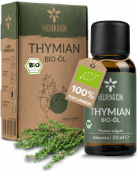Heldengrün® BIO Thymianöl [100% NATURREIN] Zertifiziertes Lebensmittel zum Einnehmen - Thymian Öl aus Griechenland - Ätherische Öle Thymian, Tyhme Oil Thymian 30 ml (1er Pack)