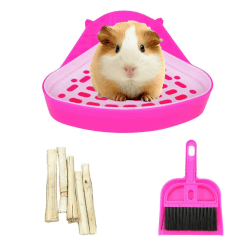 kathson Dreieckiges Töpfchentrainer, Eckkaninchen, für Meerschweinchen, Katzentoilette, Streu, Kunststoff, für Kaninchen, Chinchilla, Hamster, Frettchen, Kleintiere, Rosa