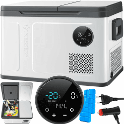 KESSER® Kompressor Kühlbox 2in1 Doppelzone Kühl- & Gefrierfach, elektrisch Gefrierbox LED-Touch-Bedienung 12/24 V 230V, Kühlschrank Kühlung bis -20 °C für Auto, LKW, Camping 31 Liter Silber / Anthrazit