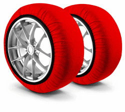 WALSER Schneeketten Alternative Active Qualitätssieger Sehr Gut*, 2er Set Textil Schneeketten, Auto Schneeketten Stoff, Car Snow Chains, Anti-Rutsch Schneesocken Winter, Textilschneeketten rot XS 2) Basic (rot) XS