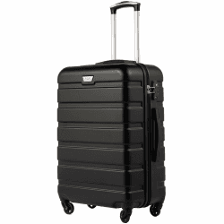 COOLIFE Koffer Premium Koffer Hartschalenkoffer Trolley Rollkoffer Reisekoffer Kofferset Handgepäck mit TSA-Schloss und 4 Rollen (Mondnacht schwarz, Großer Koffer) Großer Koffer Mondnacht Schwarz
