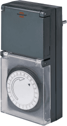 Brennenstuhl Zeitschaltuhr MZ 44, mechanische Timer-Steckdose (Tages-Zeitschaltuhr, IP44 geschützt, mit erhöhtem Berührungsschutz & Schutzabdeckung) grau Zeitschaltuhr Single