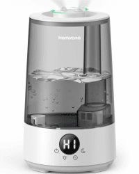 Homvana Luftbefeuchter Schlafzimmer Top-Fill, 3.6L 360°Cool Mist 34H Dauerhaft, Ruhig 16dB (SilentSpary Tech) Klein, Kinderzimmer Baby, BPA Free, Aromadiffusor für Pflanzen 7-Color Night Light 7-farben Stimmungslicht