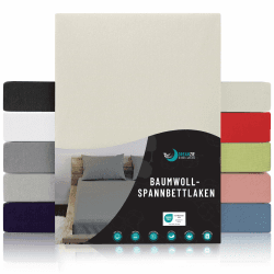 Dreamzie - Spannbettlaken 80x160cm - Baumwolle Oeko Tex Zertifiziert - Beige - 100% Jersey Spannbetttuch 80x160 80 x 160 cm Beige