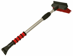 Petex 46010000 Schneebesen / Eiskratzer 4601, rot mit Gummilippe, Teleskopstange Länge 58 - 91 cm