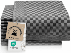 ZOLLNER 10er Set Geschirrtücher Baumwolle in 46x70 cm - super saugstarke und robuste Küchentücher – waschbar bis 60°C – in schwarz kariert - Gastronomiequalität - Oeko Tex® Zertifiziert 10er Set Schwarz
