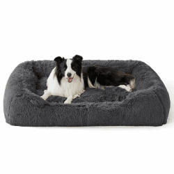 BEDSURE Hundebett flauschig Grosse Hunde - 120x90x25cm Hundebett XL waschbar für Grosse Hunde, quadratisches kuschelbett mit weich Rand und Rutschfester Boden, grau L 120 x B 90 x H 25 cm Grau