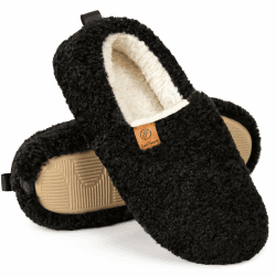 EverFoams Damen Warme Kunstwolle Memory Foam Voll Hausschuhe 40/41 EU Schwarz