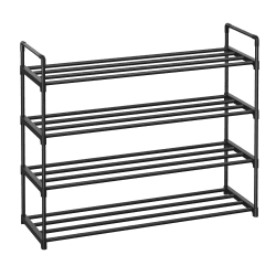 SONGMICS Schuhregal mit 4 Ebenen, Schuhständer aus Metall, Schuhaufbewahrung, Schuh-Organizer für 16-20 Paar, stapelbar, für Flur, Wohnzimmer, Schlafzimmer, 30 x 92 x 74 cm, schwarz LSA14BK 4 Ebenen (92B x 74H cm) Schwarz