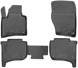 Walser XTR Gummi Fussmatten Auto kompatibel mit VW Touareg II, ohne Zweizonen-Klimaanlage 2010-2018, 100% passgenaue Auto Fußmatten, robuste Universal Fußmatte Auto, Gummimatten Auto