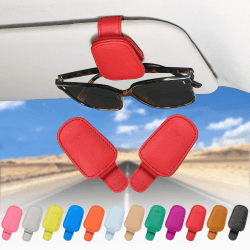 quipuda 2 Pack Brillenhalter für Auto Sonnenblende,Echt Leder Auto Visier Zubehör Sonnenbrillen Halterung Magnetische Sonnenbrillenhalter Ticket Clip（Rot）