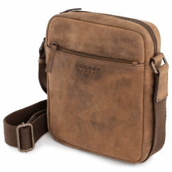 Berliner Bags Umhängetasche Tom aus Leder, Kleine Schultertasche für Herren Dunkel Braun