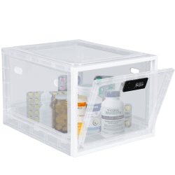 Lalifebuss Abschließbare Box, Medikamenten Box mit Schloss, Große Schließbox für Medizin, Lebensmittel, Handy Gefängnis, Transparente Aufbewahrungsbox 1 Pack Weiß