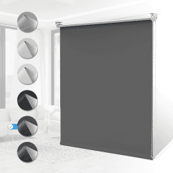 Verdunklungsrollo ohne Bohren Rollos für Fenster B80 x H150 cm(Stoffbreite 75cm) DunkelgrauThermo Rollo Klemmfix Verdunkelungsrollo Seitenzugrollo Sicht-und Sonnenschutz Wandmontage Dunkelgrau B80 x H150 cm