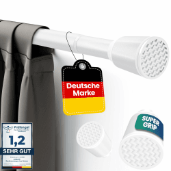 LOBUX® - Gardinenstange ohne bohren [weiß, 210-300cm] – Teleskopstange Vorhang ausziehbar – Duschstange ohne bohren – Vorhangstange, Duschvorhangstange, Kleiderstange, Klemmstange Katzennetz 210-300cm Weiß