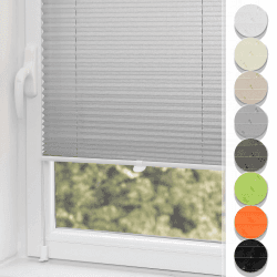 Buseu Plissee Klemmfix 90x80cm(BXH) Hellgrau Easyfix Faltrollo ohne Bohren Lichtdurchlässig Rollos für Fenster & Tür Hellgrau B90 x H80 cm