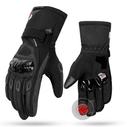 KEMIMOTO Winter Motorradhandschuhe, geprüfte Motorradhandschuhe,Motorrad Handschuhe Winter, Touchscreen Handschuhe, Wasserdicht, für Motorradfahren, Skifahren, Roller L Schwarz