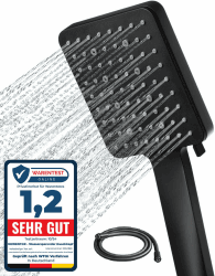 Newentor Duschkopf,Duschbrause mit Schlauch Schwarz, Duschschlauch mit Duschkopf, Handbrause Duschkopf Regendusche mit 6 Strahlarten Duschkopf Schwarz Duschkopf mit Schlauch