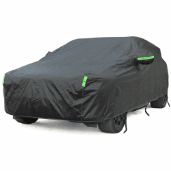 BEXITA Auto Abdeckplane wasserdichte Autoabdeckung mit Baumwollfutter Autoplane für Regen Sonne Staub Schutz Autoabdeckung Schwarz Vollgarage SUV; Größe S: Max445cm S Vollgarage SUV