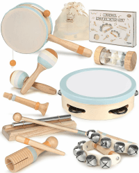 Musikinstrumente für Kinder Kinderspielzeug ab 2 Jahre Holzspielzeug Baby Schlagzeug Kinder Trommel Percussion Musikinstrumente Baby Montessori Spielzeug ab 3 Jahre