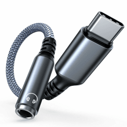 Highwings Adapter USB C auf Klinke,USB C Aux Adapter zu 3.55mm Kopfhörer Adapter,Klinke Audio Adapter Kabel für iPhone 15 Pro Sam-Sung S22/S21/S20/S20 FE/Note20/Note10,Hua-wei P40/P30 Pro/P20/P20 Pro 1Pack Grau