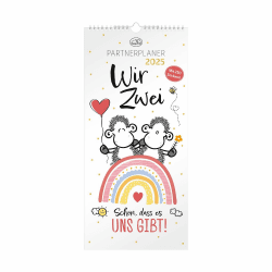 Sheepworld Planer für Zwei 2025 | Wandkalender, Partnerkalender, Kalender 2025 für Paare | Wandkalender mit zwölf Monatsseiten mit 4 Spalten | Geschenk für zwei, Geschenk Weihnachten | 48931