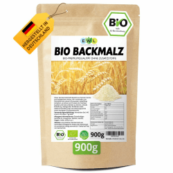EWL Naturprodukte Backmalz Bio Malz, 100% deutsche Gerste Gerstenmalz, Backmalz für Brot und Brötchen, ballaststoffreicher Mehlzusatz, Gerstenbackmalz Brötchenbackmittel Vegan 900g Backmalz 900 g (1er Pack)