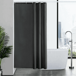 Furlinic Duschvorhang Textil Anti-schimmel Wasserdicht Waschbar Badvorhang aus Polyester Stoff Dunkelgrau 120x200cm mit 8 Duschvorhangringen. H200 x B120 cm (1er Pack) Dunkelgrau