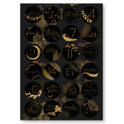 Adventskalender Aufkleber (Zahlen 1-24) - Sticker für Kalender zum selber basteln für Weihnachten - Adventskalenderzahlen Etiketten selbstklebend - Zahlenaufkleber - Nummern für Papiertüten - Rund Gold