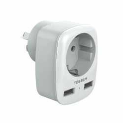 TESSAN Adapter Australien, 3 in 1 Reiseadapter Australien mit 2 USB, Adapter China Deutschland Stecker, Steckdosenadapter Australien, Stromadapter für Neuseeland China Argentinien, Reisestecker Typ I EU to AU